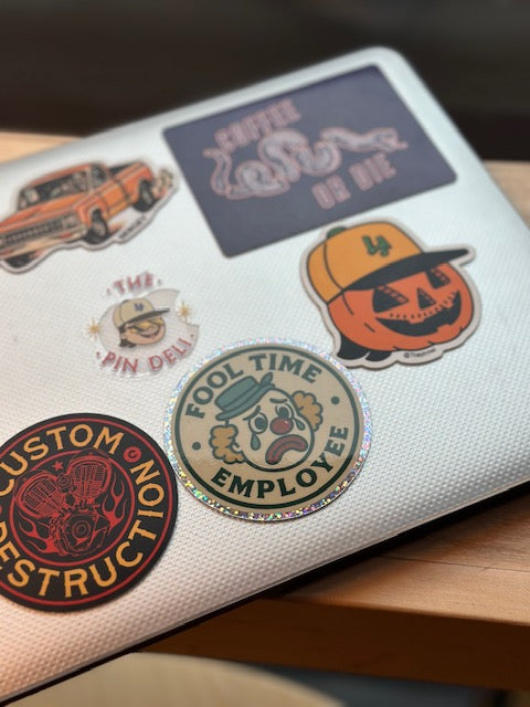 3pk Fool Time Employee Sticker - Glitter Border