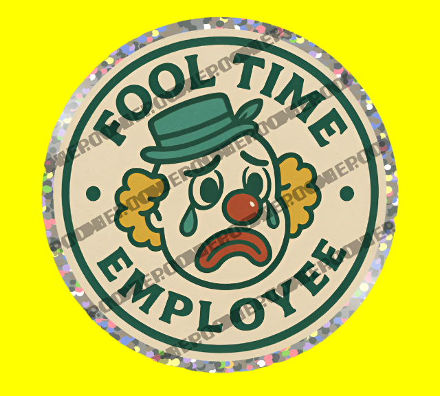 3pk Fool Time Employee Sticker - Glitter Border